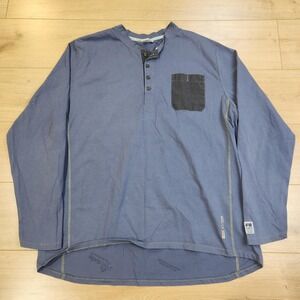 Tyndale FR Henley Shirt Mens 2XL Blue Long Sleeve CAT2 NFPA 2112 Workwear